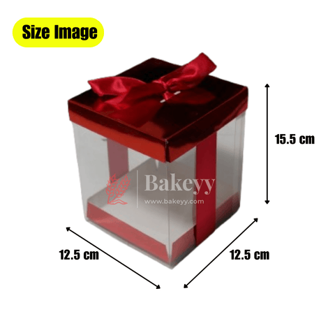 PVC Transparent Gift Box with Red Ribbon || Pack of 10 || Elegant Packaging Solution for Special Occasions || - Bakeyy.com - India - PVC Transparent Gift Box with Red Ribbon || Pack of 10 || Elegant Packaging Solution for Special Occasions || - Large