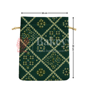 Bandhini Print Potli Bags | Perfect for Festive Gifting | Pack of 10 - Bakeyy.com - India - Bandhini Print Potli Bags | Perfect for Festive Gifting | Pack of 10 - Green / 16x20 cm 250.00
