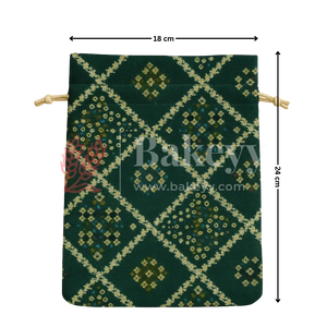 Bandhini Print Potli Bags | Perfect for Festive Gifting | Pack of 10 - Bakeyy.com - India - Bandhini Print Potli Bags | Perfect for Festive Gifting | Pack of 10 - Green / 18x24 cm 300.00