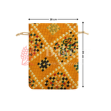 Bandhini Print Potli Bag with Drawstring – Festive Gift Pouch | Yellow | Pack of 10