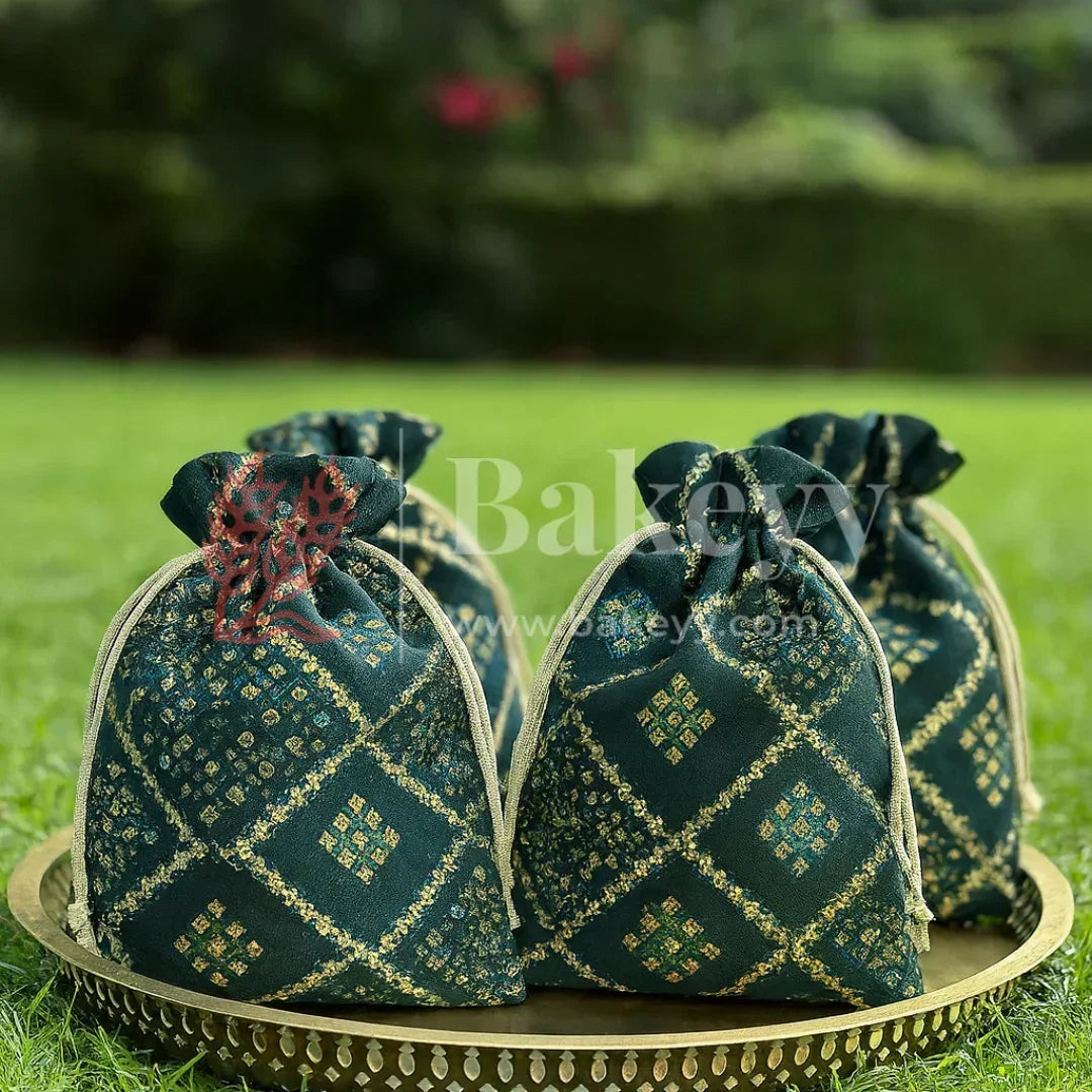 Bandhini Print Potli Bags | Perfect for Festive Gifting | Pack of 10 - Bakeyy.com - India - Bandhini Print Potli Bags | Perfect for Festive Gifting | Pack of 10 - Yellow / 10x14 cm 150.00