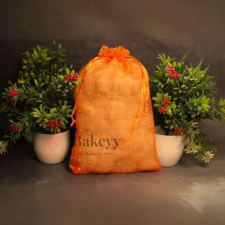 16x20 CM | Dotted Designs Organza Potli Bags | Pack of 50 | Orange Color | Candy Bag - Bakeyy.com - India - 16x20 CM | Dotted Designs Organza Potli Bags | Pack of 50 | Orange Color | Candy Bag - Default Title