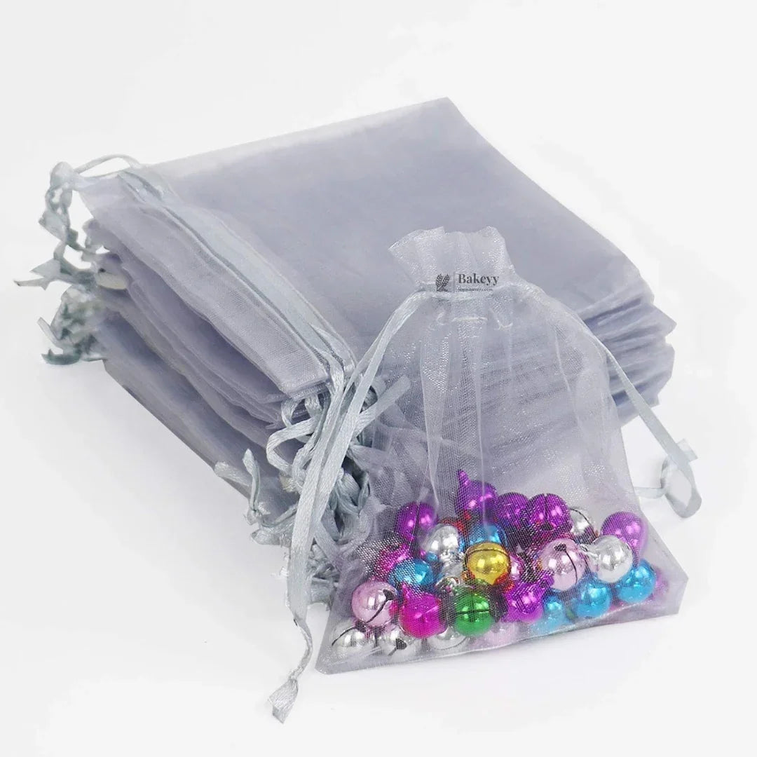 7x9Cm |Grey Organza Potli Bags | Pack of 99