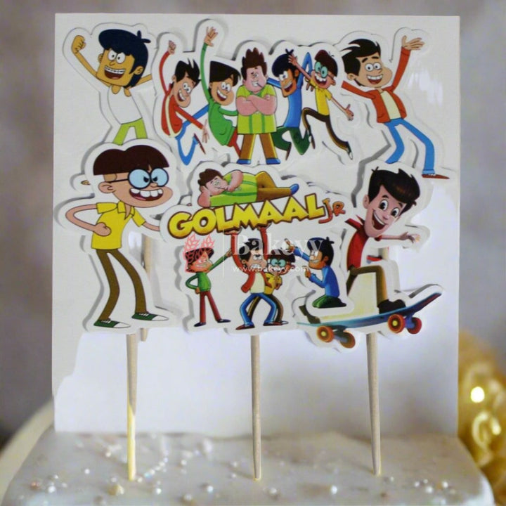 6pcs Golmaal theme Birthday Cake Topper| Cupcake Toppers| Bday Decorations Items - Bakeyy.com