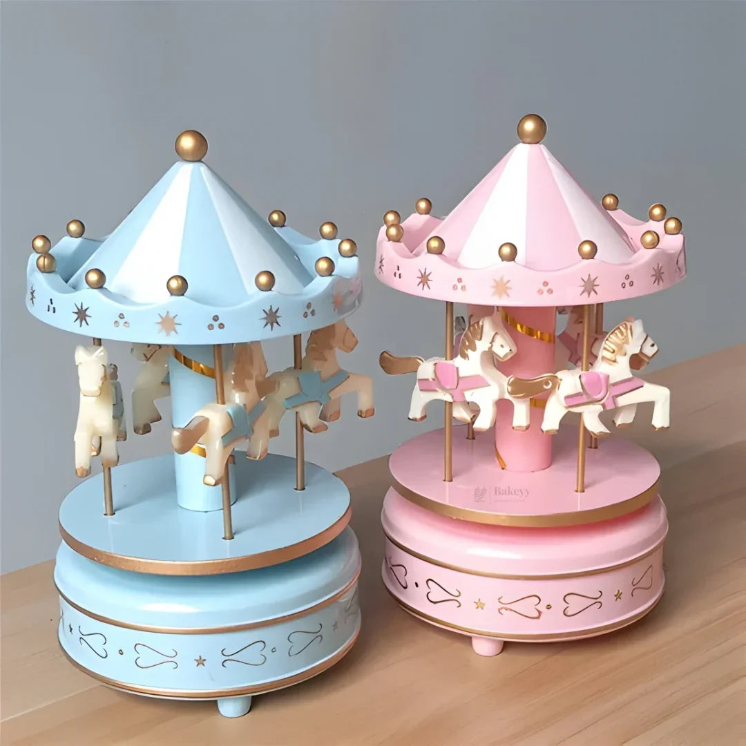Pink Musical Carousel | Rotating Horse Toy Showpiece for Kids & Decor - Bakeyy.com - India - Pink Musical Carousel | Rotating Horse Toy Showpiece for Kids & Decor - Pink 300.00