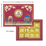 Royal Maroon and Gold Floral Sweet Box with Cavities | Pack of 10