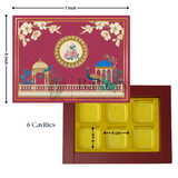 Royal Maroon and Gold Floral Sweet Box with Cavities | Pack of 10