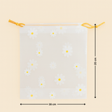 White Transparent Bag with Daisy Print | Goodie Bag | Candy Bag | Pack of 25