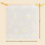 White Transparent Bag with Daisy Print | Goodie Bag | Candy Bag | Pack of 25