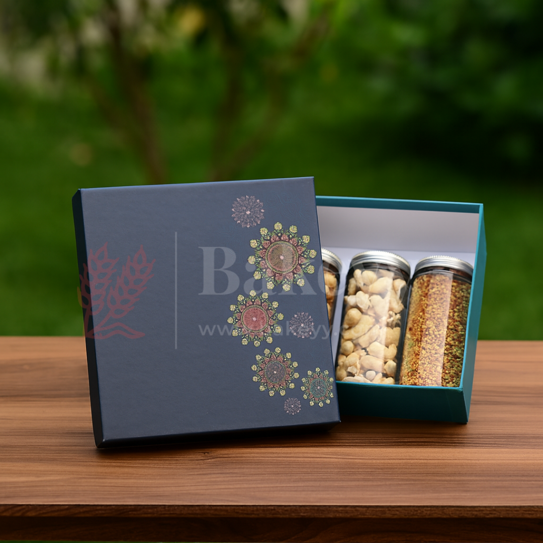 Pastel Green Floral Printed Rigid Hamper Box | 1 Piece