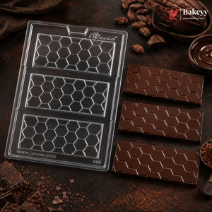 Mould-566 | 3 Cavity Honeycomb Chocolate Bar Mould for Handmade Chocolate Bars | Pack of 1