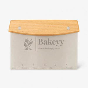 Wooden Handle Stainless Steel Dough Scraper | 1 Piece - Bakeyy.com - India - Wooden Handle Stainless Steel Dough Scraper | 1 Piece - Default Title