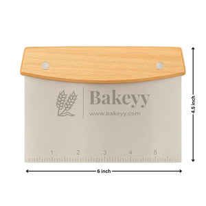 Wooden Handle Stainless Steel Dough Scraper | 1 Piece - Bakeyy.com - India - Wooden Handle Stainless Steel Dough Scraper | 1 Piece - Default Title
