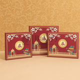 Royal Maroon and Gold Floral Sweet Box with Cavities | Pack of 10