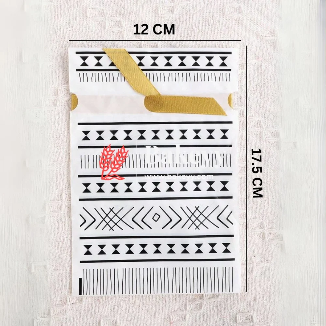 17.5x12 Cm | Boho Print Plastic Stand Up Treat Favor Bags Gift Wrapper Bags for Candy Cookie Chocolate | Pack of 50