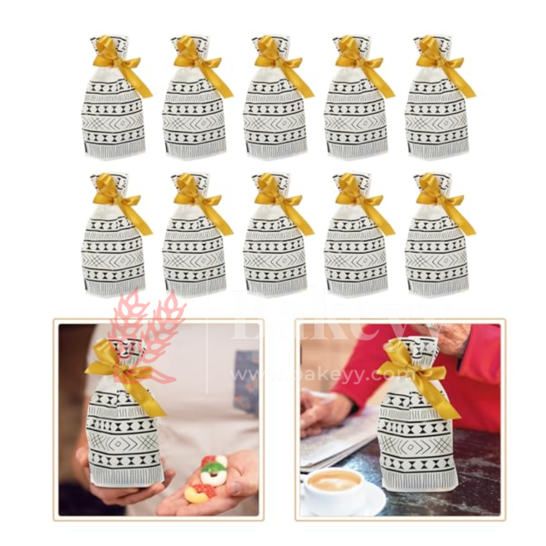 17.5x12 Cm | Boho Print Plastic Stand Up Treat Favor Bags Gift Wrapper Bags for Candy Cookie Chocolate | Pack of 50