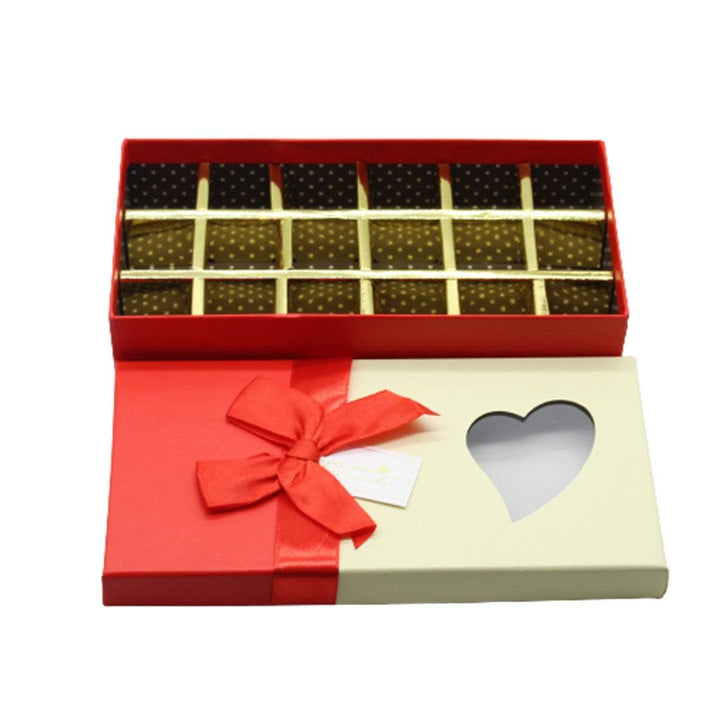 18 Cavity Hard Chocolate Box | Red & Cream | Dual Tone - Bakeyy.com