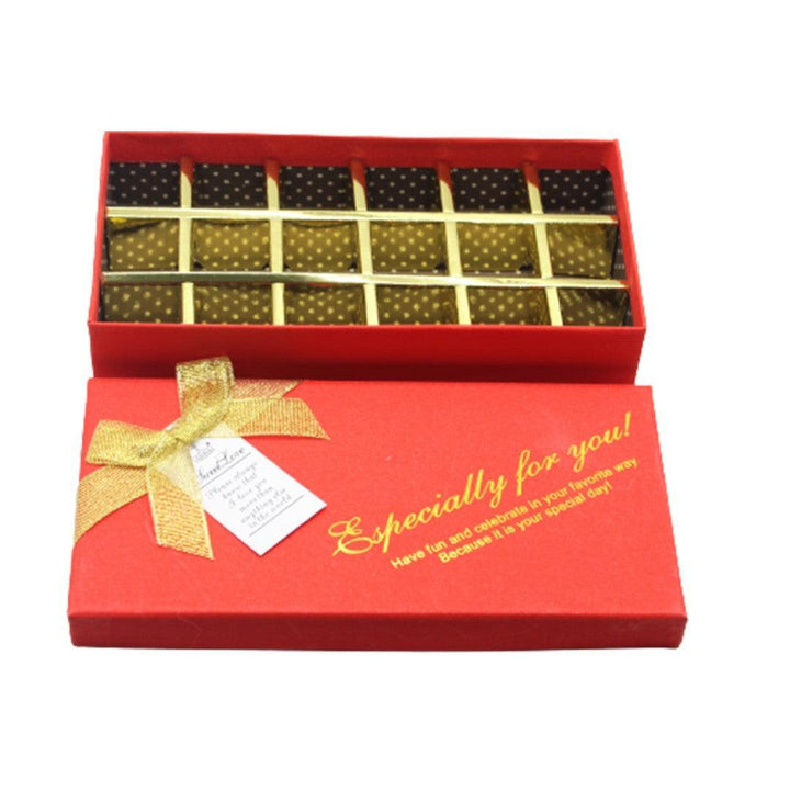 18 Cavity Hard Chocolate Box | Red Glitter - Bakeyy.com