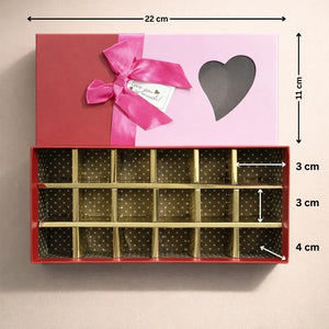 18CavityPremiumRigidChocolateBoxwithHeartWindow_Ribbon_3 - Bakeyy.com