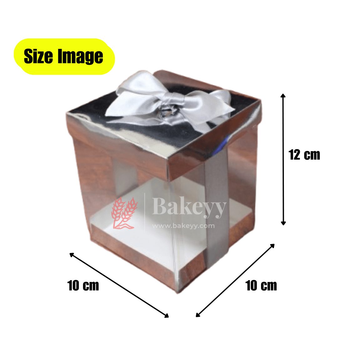 PVC Transparent Gift Box with Sliver Ribbon || Pack of 10 || Elegant Packaging Solution for Special Occasions || - Bakeyy.com - India - PVC Transparent Gift Box with Sliver Ribbon || Pack of 10 || Elegant Packaging Solution for Special Occasions || - Medium