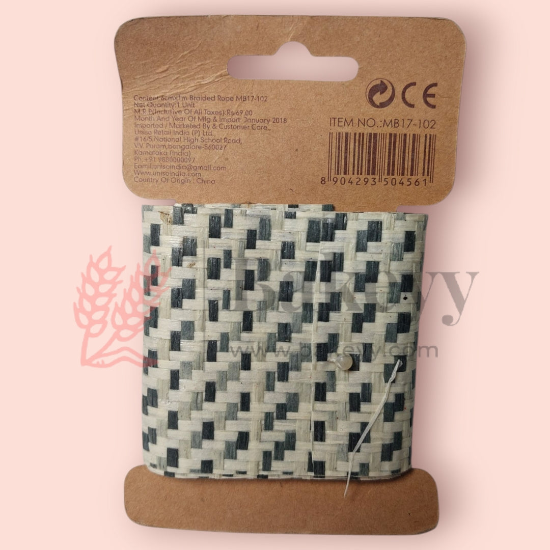 Black and White Braided Ribbon| Perfect for Gift Packaging, DIY Crafts| 1 Piece