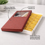 18 Cavity Rigid Chocolate Box | Box with Golden 18 Cavity Tray | Multiple Color Options | Pack of 1