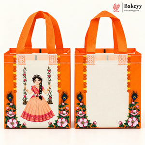 Traditional Pichwai Printed Non-Woven Handle Gift Bag | 2 Designs | Multiple Colors | Pack of 25