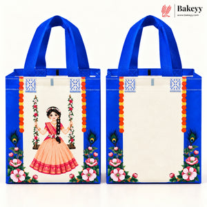 Traditional Pichwai Printed Non-Woven Handle Gift Bag | 2 Designs | Multiple Colors | Pack of 25