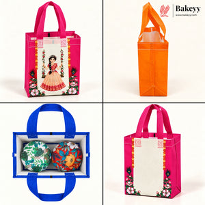 Traditional Pichwai Printed Non-Woven Handle Gift Bag | 2 Designs | Multiple Colors | Pack of 25