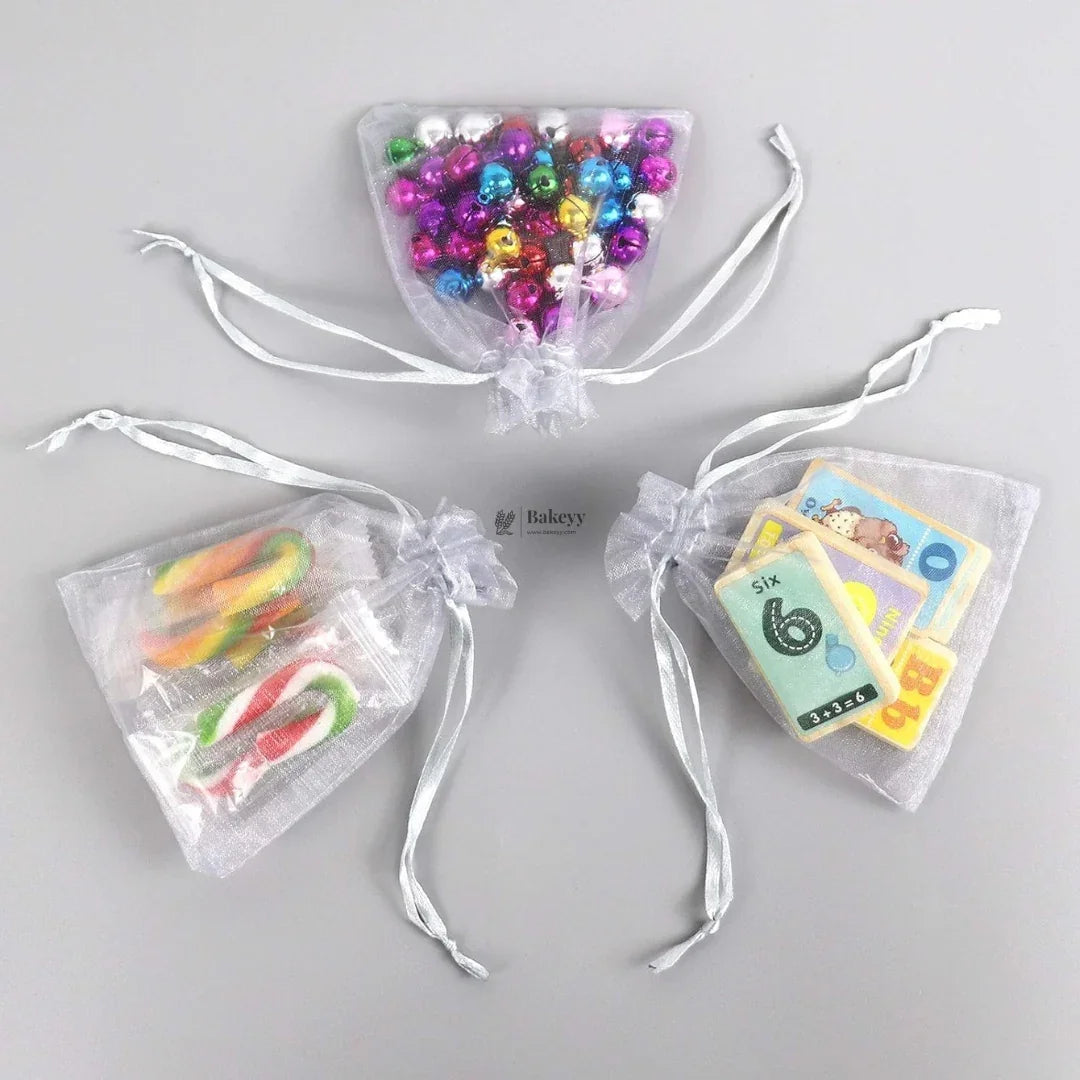 7x9Cm |Grey Organza Potli Bags | Pack of 99