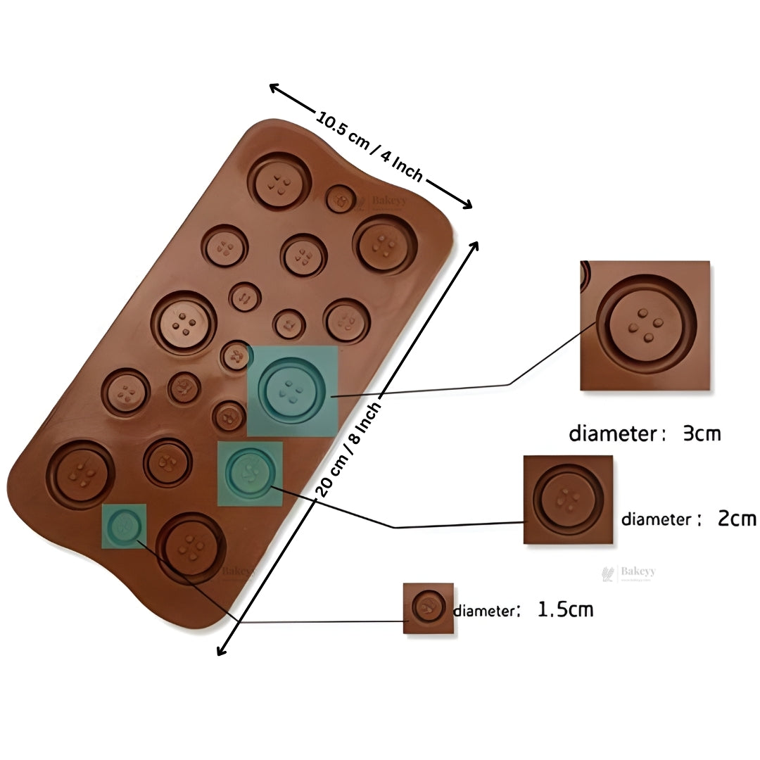 19 cavity | Button Design Silicone Chocolate Mould | Pack of 1