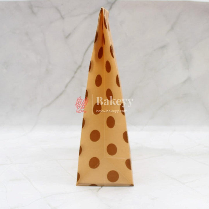 19x26 cm PVC Bag Polka Dot With Bow | Medium | Brown Color | Pack of 10 - Bakeyy.com