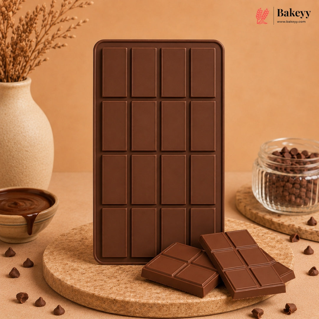 1 Cavity | 16 Block Design | Rectangle Silicone Chocolate Bar Mould | Homemade Chocolate Slab Mould | Pack of 1