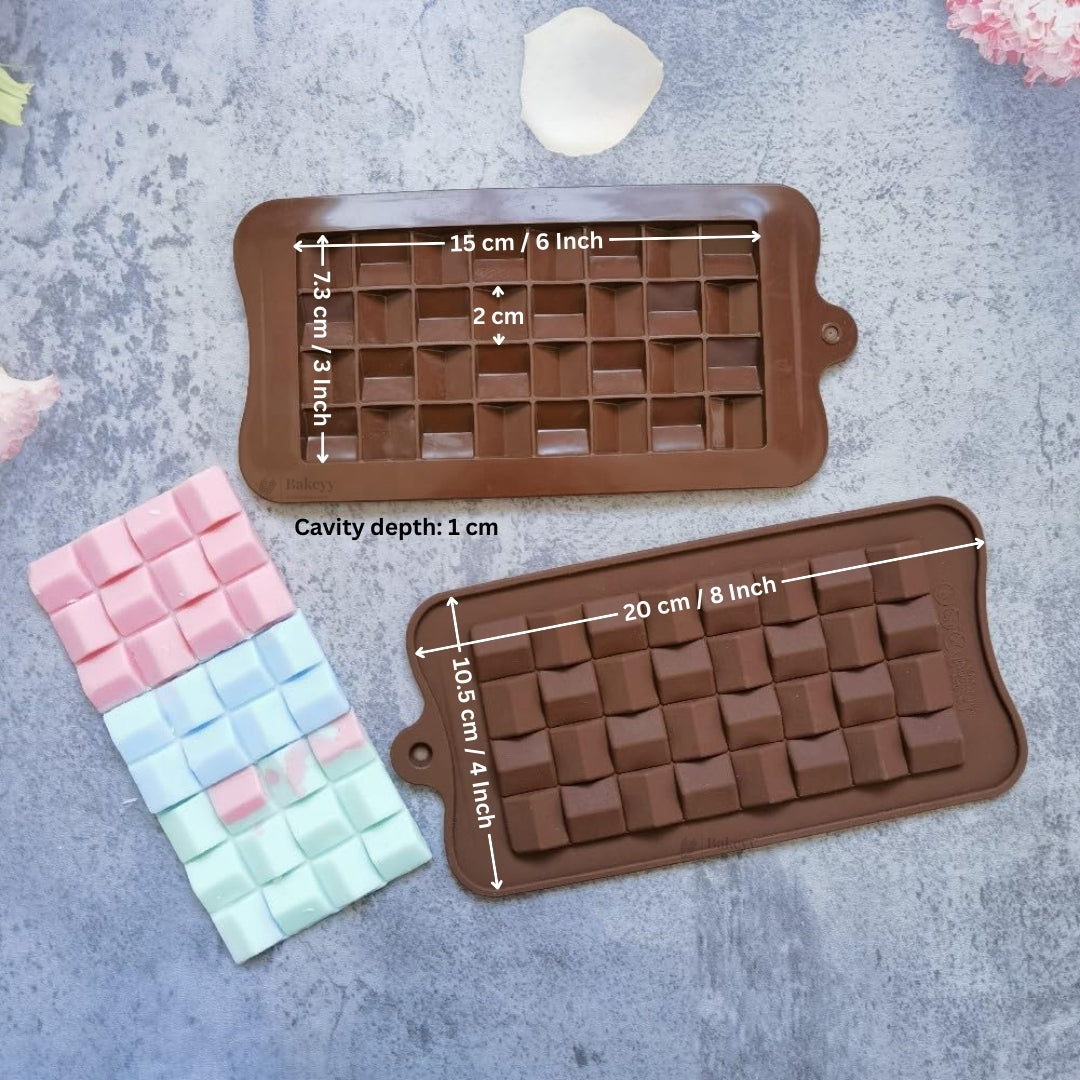 1 Cavity | Chunky Square Grid Chocolate Bar Silicone Mould | Pack of 1 