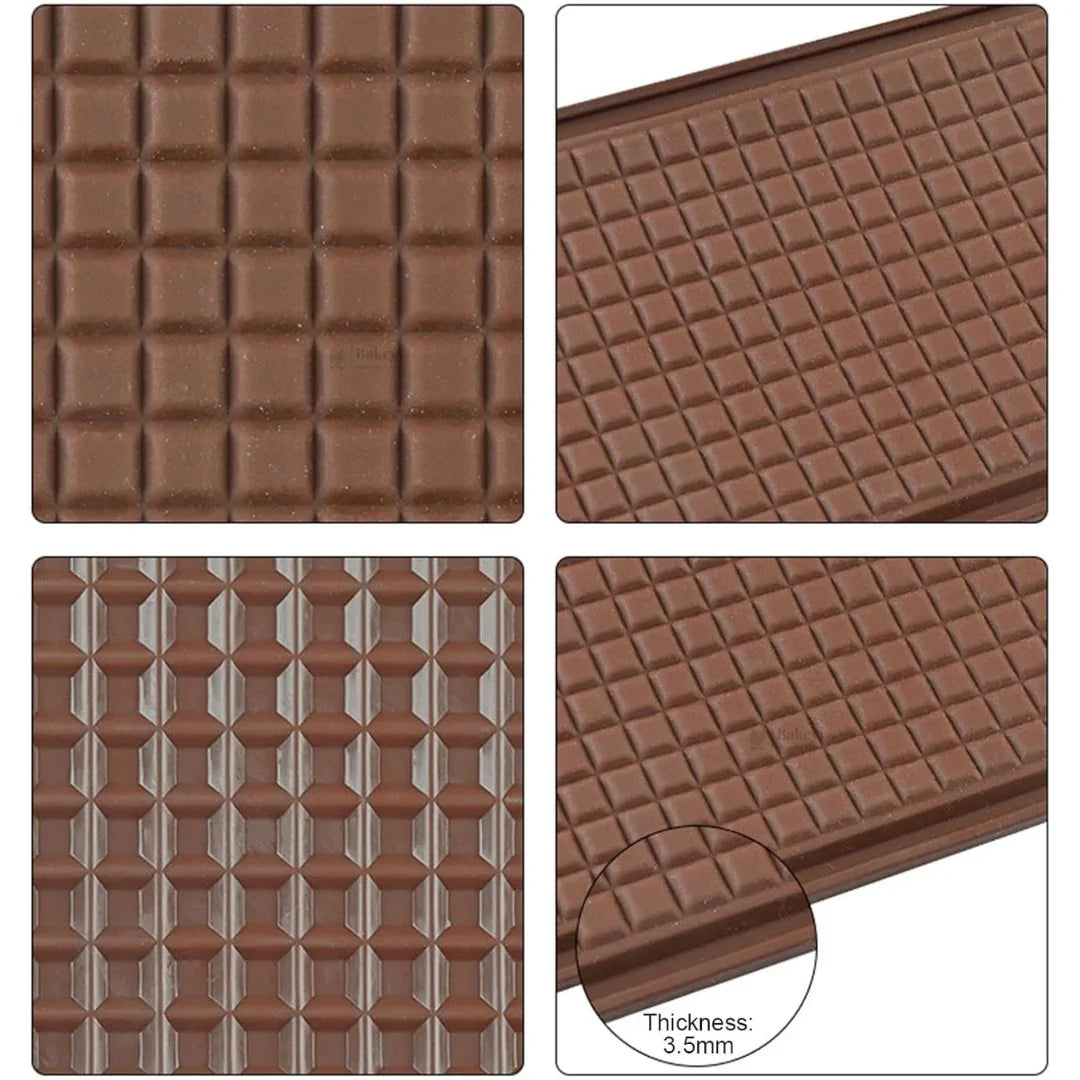 1CavityMicroSquareGridChocolateBarSiliconeMould_2 - Bakeyy.com
