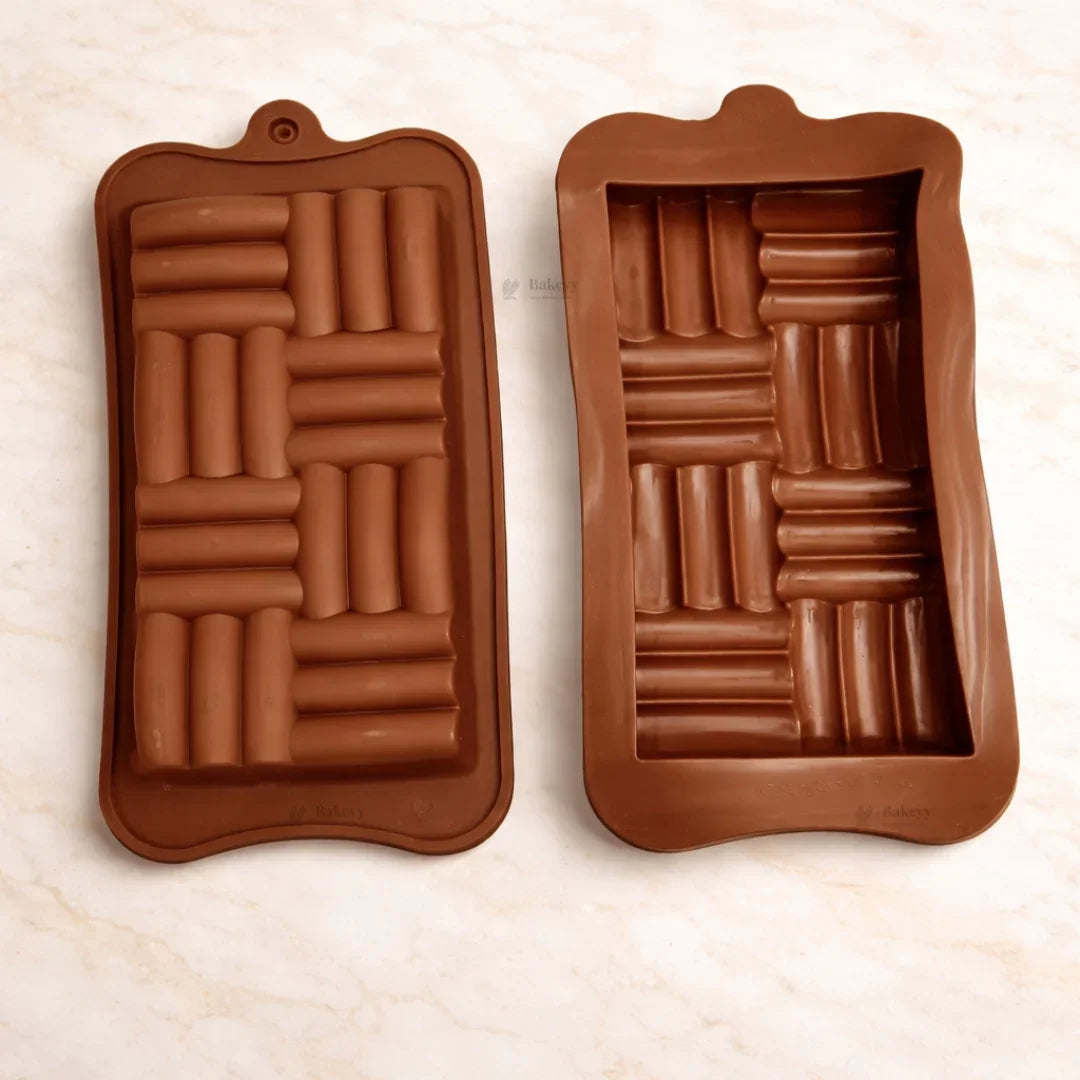 1CavityWovenChocolateBarSiliconeMould_2 - Bakeyy.com