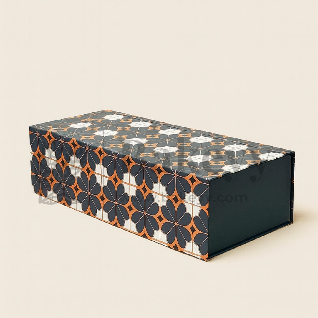 Royal Blue Printed Hamper Box with 3 PET Jars| 1 Piece