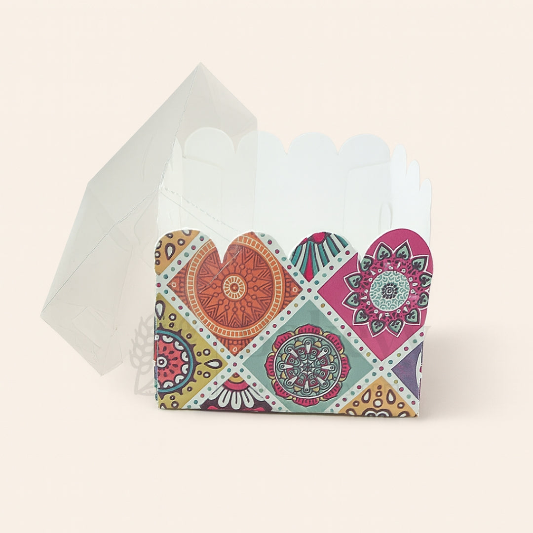 Floral Print 1 Brownie Box With Transparent Lid | Pack of 50
