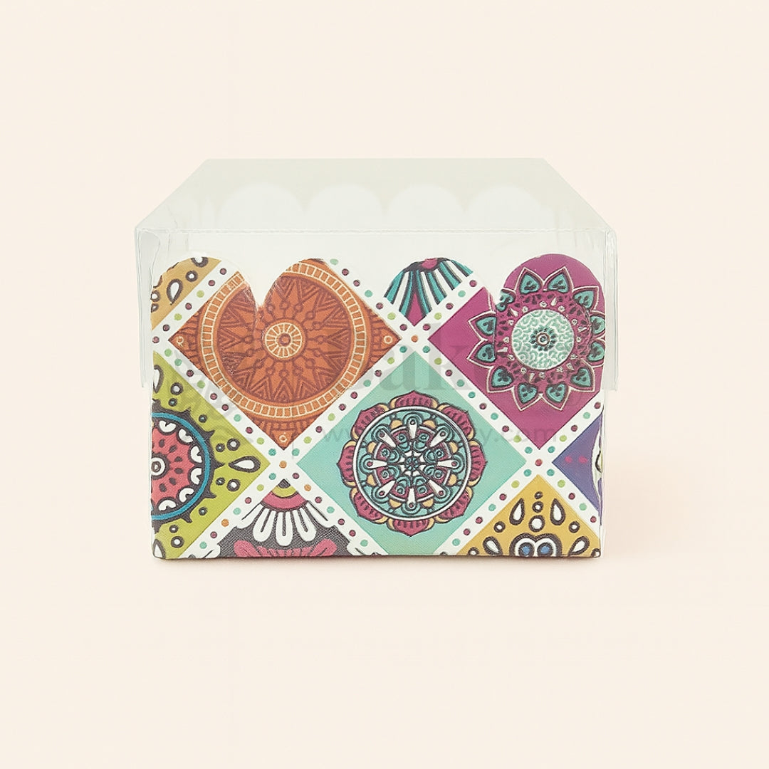 Floral Print 1 Brownie Box With Transparent Lid | Pack of 50