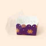 Purple Floral Print 1 Brownie Box With Transparent Lid | Pack of 50