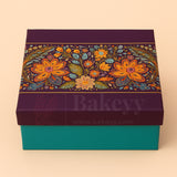 Pastel Green and Purple Lid- Printed Rigid Hamper Box| 1 Piece