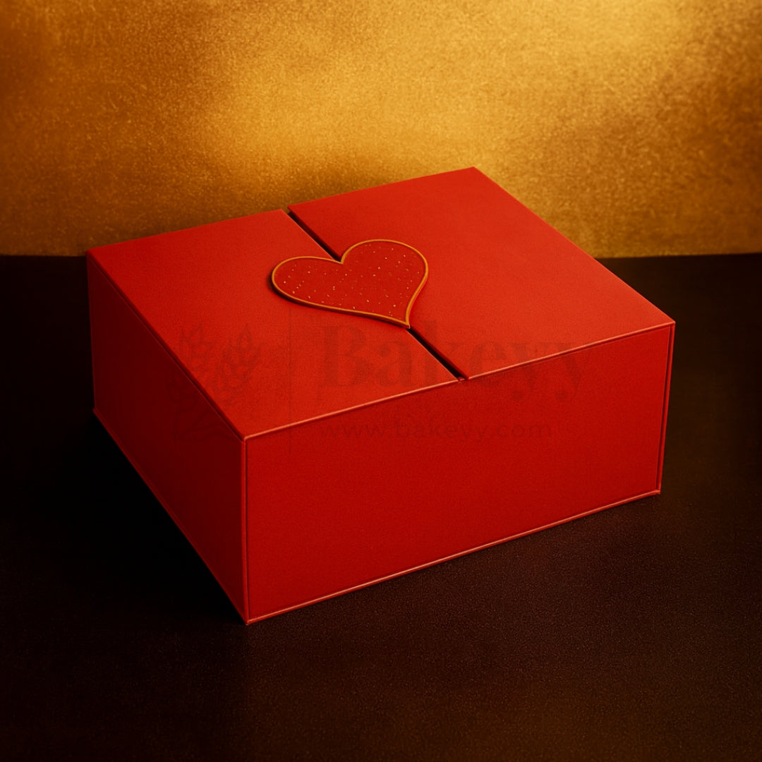 Red Colour Folding Gift Box with Heart| 1 Piece