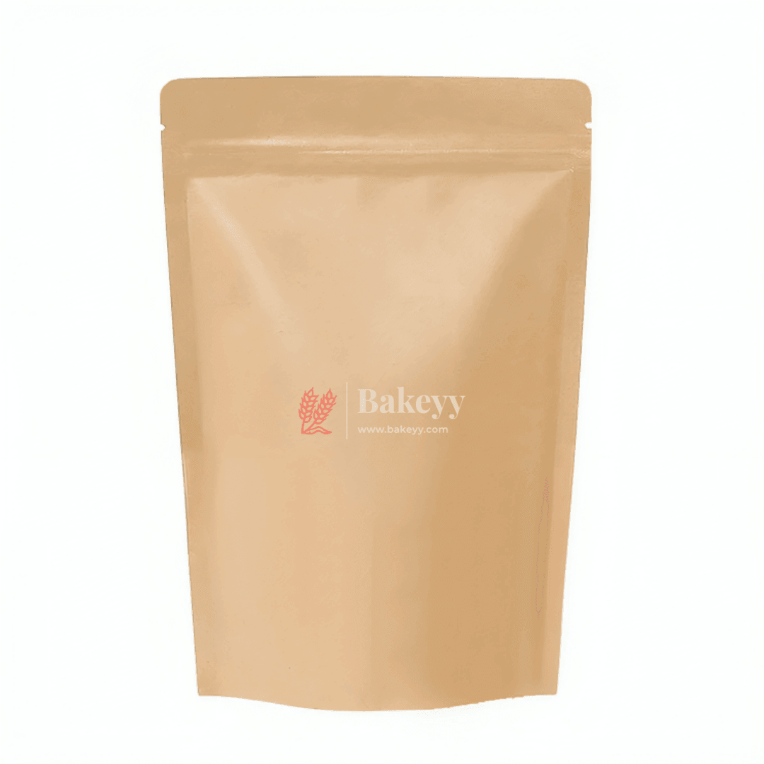 200g | Kraft Zip Lock Pouch | Brown | 13x21x4 CM | Standing Pouch - Bakeyy.com - India - 200g | Kraft Zip Lock Pouch | Brown | 13x21x4 CM | Standing Pouch - Pack Of 50 / 13x21x4 cm / 200 g