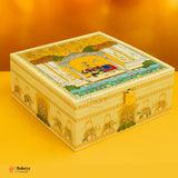 24x24x9 cm | Royal Pichwai Decorative Square Gift Box – Handcrafted Hard Box Storage with Lock | Pack of 1