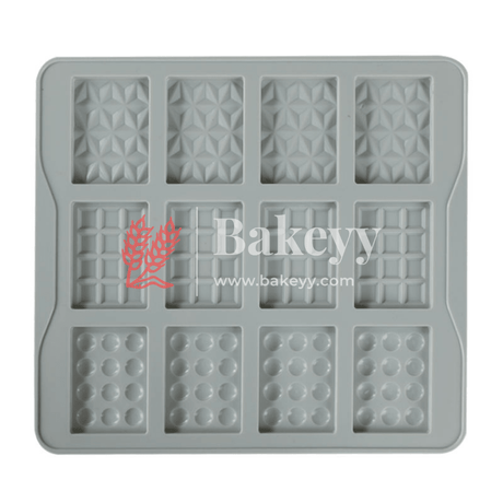 12 Cavity Mini Bar Silicone Chocolate Mould |3 in 1 Design - Bakeyy.com - India - 12 Cavity Mini Bar Silicone Chocolate Mould |3 in 1 Design - Default Title