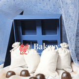 Rigid Gift Box with Jute Bags | Hamper Box | Square Shape | - Bakeyy.com - India - Rigid Gift Box with Jute Bags | Hamper Box | Square Shape | - Blue