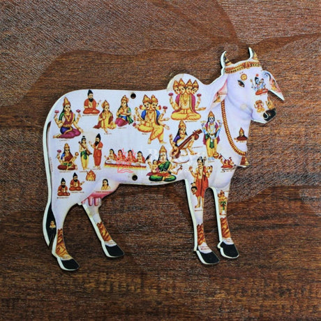 Kamadhenu MDF Wooden Cutout | Wall Hanging | Sacred Cow with Deities | Home Decor| Pack of 2 - Bakeyy.com - India - Kamadhenu MDF Wooden Cutout | Wall Hanging | Sacred Cow with Deities | Home Decor| Pack of 2 - 3" Inch