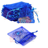 8x10cm | Organza Potli Bags | Royal Blue Colour | Candy Bag | Pack of 50
