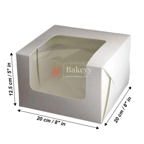 8x8x5 inch Plain Cake Box With Window | Birthday Cake boxes - Bakeyy.com - India - 8x8x5 inch Plain Cake Box With Window | Birthday Cake boxes - Pack of 50 / 8x8x5