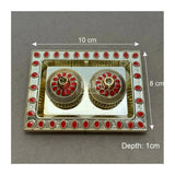 Plastic Kumkum Holder Stone Decorated 2-in-1 Haldi/Kumkum Holder- 2 - Bakeyy.com - India - Plastic Kumkum Holder Stone Decorated 2-in-1 Haldi/Kumkum Holder- 2 - Green